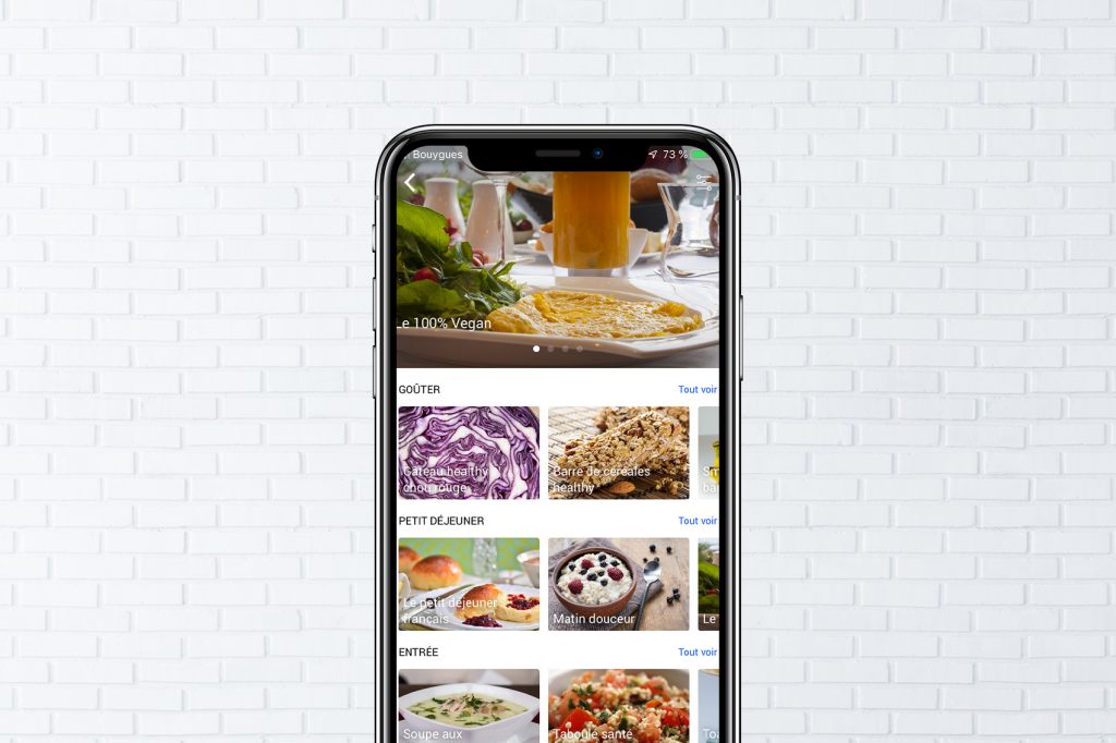 menu sur l'application fizzup.